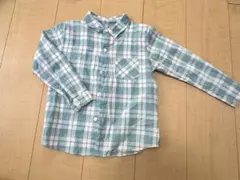 キッズ長袖シャツ S 120 青系チェック
