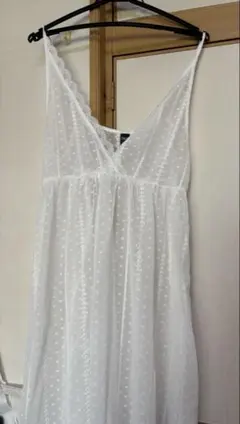 Dazy ドット柄 ホワイトキャミワンピース シースルー