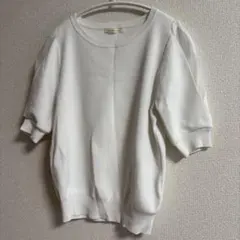 BE RADIANCE ホワイト 半袖 ニット クルーネック