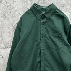エディーバウアー　BDシャツ　ボタンダウンシャツ　古着　グリーン　L