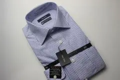 M(39-82)セミワイドワイシャツ　超形態安定/ストレッチ　綿98％　ブルー