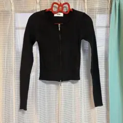 AZUL ブラック リブ編み 長袖トップス 未使用 美品 古着 フリーサイズ