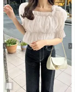 grl シアーギャザーショート丈ブラウス[tu541]