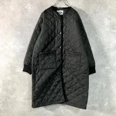 美品　Beaver キルティングロングコート　英国製　ブラック　ノーカラー