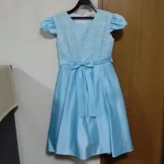 子供用ドレス　ブルー　130　発表会　結婚式　シンデレラ風