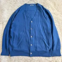 y7670 良品✨オーバーサイズ長袖カーディガン メンズL 青 ブルー ゆるだぼ