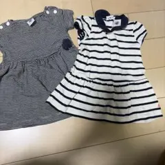 （プチバトー）ストライプ柄 半袖ワンピース 2点セット