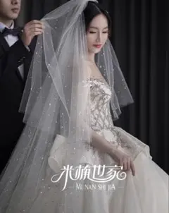 ウェディングベール　パールラメ　おしゃれ