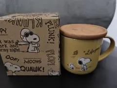 Peanuts スヌーピー マグカップ 木製フタ付き