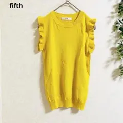 フィフス ニット セーター F ノースリーブ　黄 フリル袖 サマーニット　可愛い