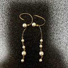 14k パール ゴールド ロングピアス