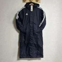 新品 アディダス ベンチコート ボア 防寒 防風 ロング丈 ネイビー