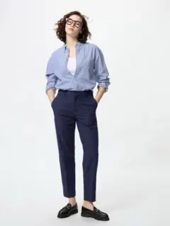 スマートアンクルパンツ/丈長め　L ネイビー