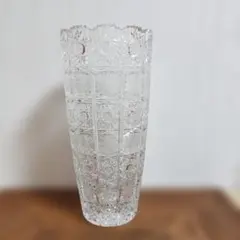 ボヘミア クリスタル　カットガラス花瓶 高さ約25cm