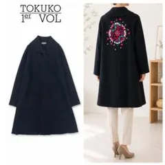 T147 美品 M トクコプルミエヴォル 刺繍 花柄 春 コート レディースのサムネイル