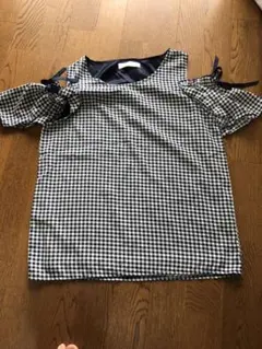 セシルマクビー  ネイビーギンガムチェックトップス