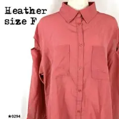 Heather ヘザー デザインシャツ 赤系 F ショルダースリット 0294★のサムネイル
