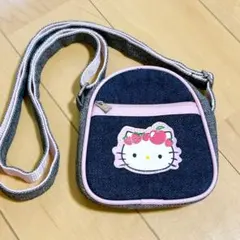 【新品】ハローキティ90s刺繍いちご＆りんご　デニムポシェット　ショルダーバッグ