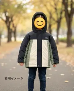 キッズリバーシブルアウター 100サイズ相当 カーキ/ベージュ