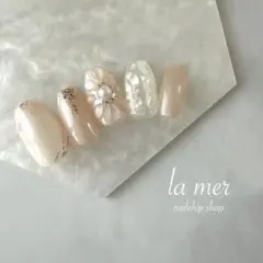 【10本セット】大人可愛い｜ぷっくりフラワー×ヌーディーピンク｜サイズオーダー制