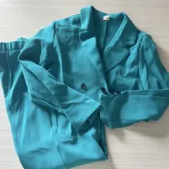 キッズ　セットアップ130〜140ジャケットパンツターコイズ ダンス　衣装卒業式
