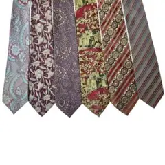 ネクタイ 6本セット 紫系　花柄　メンズ　まとめ売り