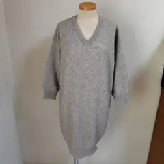 SIMPLICITE' グレー Vネック ニットワンピース チュニック 長袖