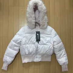 レディース フェイクファー付 中綿ショートジャケット ピンク