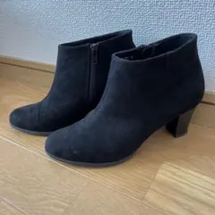 RANDA ショートブーツ　ヒール　黒　スエード　M