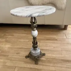超メルカリ市限定価格　大理石　丸型　サイドテーブル　ヴィンテージ コンソールテーブル サイドテーブル 大理石 ヨーロピアン クラシック