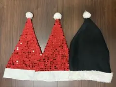 サンタ帽子 クリスマス　赤　黒