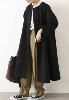 ジャーナルスタンダード ロングコート メルトンフレアコート M ブラック