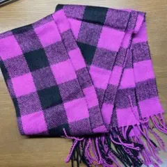 マフラー　チェック柄　紫