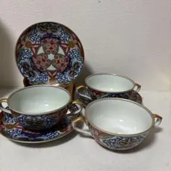 有田焼 賞美堂 其泉窯 金彩 古伊万里 両手 スープ皿