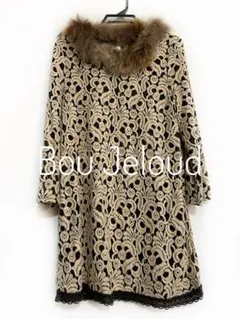 【定価よりお買い得】美品／Bou Jeloud／ファー付き総刺繍レースワンピース