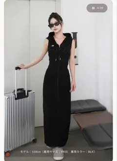 ダーリッチ シャイニースウェットロングワンピース BLACK free - メルカリ