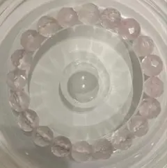 多面カットローズクォーツブレスレット8㎜内径15㎝