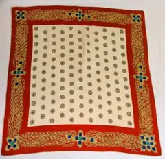 CHANEL シルクスカーフ 赤 アイボリー