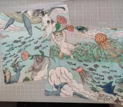 おとぎの国の猫と仲間たち　ガーゼハンカチ