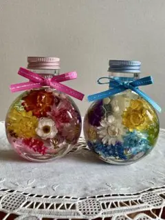 ボトルフラワーハーバリウム　ブルー&ピンク