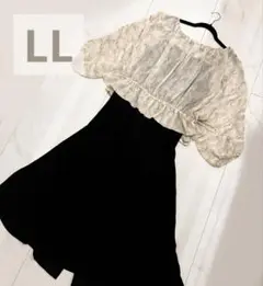 LL シフォンブラウス 透け感 レイヤードトップス