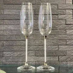 ラリックLaliqueリアンLianeクリスタルシャンパンフルート金彩ゴールド