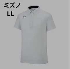 ミズノ　半袖ボタンダウンポロシャツ　LL　ホワイト　ブラック　32MA2180