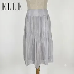 ELLE シルバーグレー プリーツスカート 36 光沢 ミモレ丈 ポリエステルのサムネイル