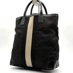GUCCI GGキャンバス　シェリーライン レザー　トートバッグ