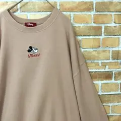 Disney ミッキーマウス 刺繍 ロゴ スウェット 裏毛 トレーナー