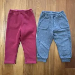 ベルメゾン GITA 千趣会 赤 グレー レギンス パンツ 裏起毛 90センチ