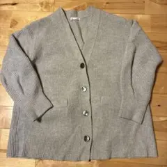 GU リブニット カーディガン グレー M