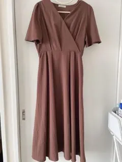 natural couture フレア袖カシュクールワンピース ブラウンのサムネイル