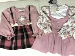 【美品】Cottoli 花柄 ブラウスmiffy チェック柄 トップス ピンク系